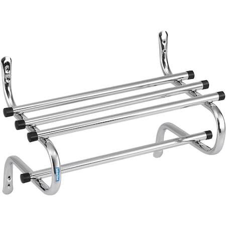 Global Industrial Interion 24W Wall Mount Coat & Towel Rack With Shelf, Chrome 695825